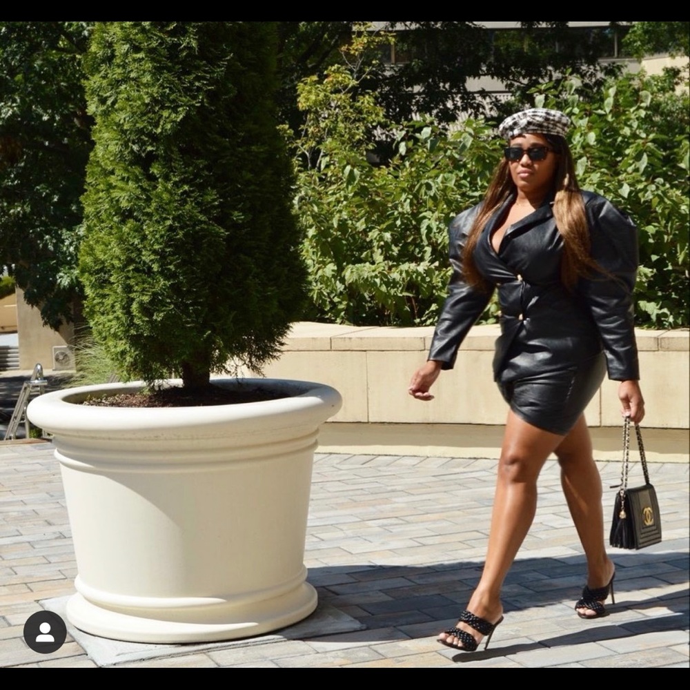 Faux Leather Blazer Dress